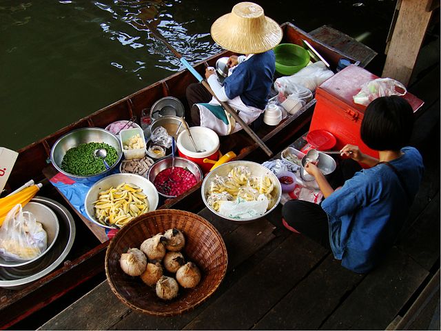 Taling Chan Floating Market is a charming market. Located on the outskirts of Bangkok, Thailand,