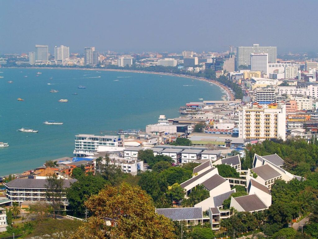 Pattaya Beach is a popular seaside resort city located on the Gulf of Thailand.