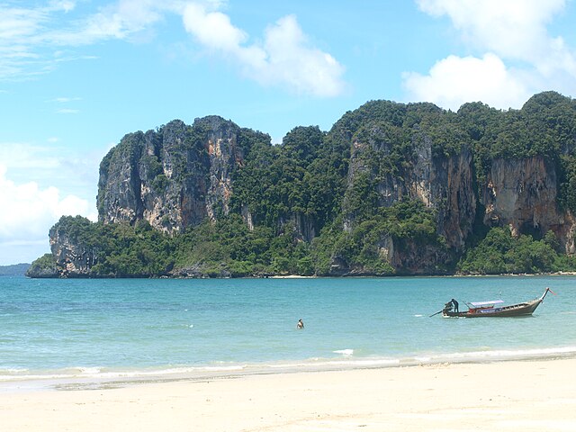 Railay Beach is located in Ao Nang Subdistrict, Mueang Krabi District. Krabi Province, Thailand